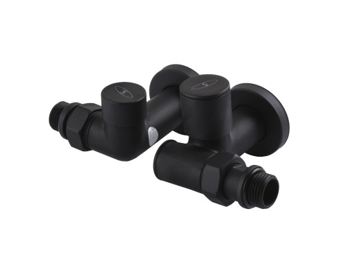 Набір Кран вентильний кутовий з американкою SOLOMON LUX 1/2″  7777  TEN (2шт.) BLACK  (1уп)