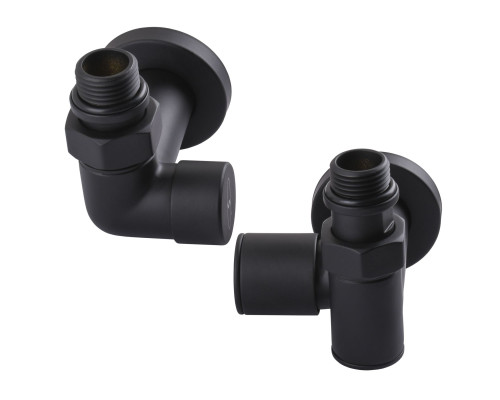 Набір Кран вентильний кутовий з американкою SOLOMON LUX 1/2″  7777  TEN (2шт.) BLACK  (1уп)