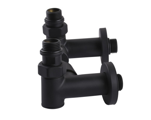 Набір Кран вентильний кутовий з американкою SOLOMON LUX 1/2″  7777  TEN (2шт.) BLACK  (1уп)