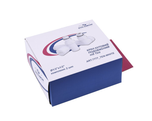 !Набір Кран вентильний кутовий з американкою SOLOMON LUX 1/2″ WHITE 7777_TEN (1уп.)