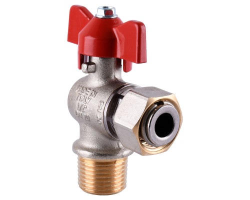 Кран кульовий котловий 1/2″  301202R кутовий з накидною гайкою  TECNOVIELLE S.p.A.