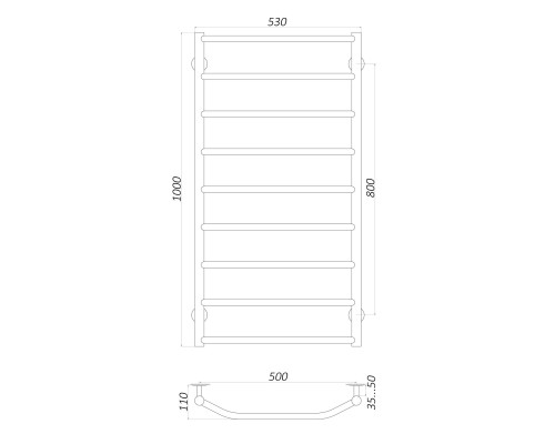 Рушникосушарка UNIO LT W 1000-500-9 Драбинка Трапеція вода