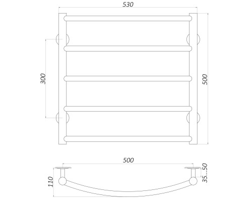 Рушникосушарка UNIO LD W 500-500-5 Драбинка Дуга вода
