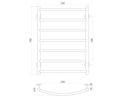Рушникосушарка UNIO LD W 700-500-7 Драбинка Дуга вода