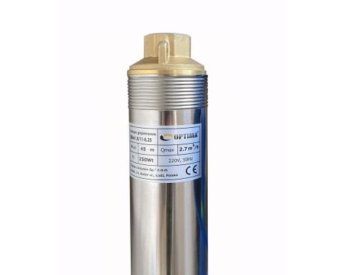Насос свердловинний з підв, стійк, до піску 3″ OPTIMA  3SDm1,8/11 0,25 кВт 45м + пульт+кабель25м NEW