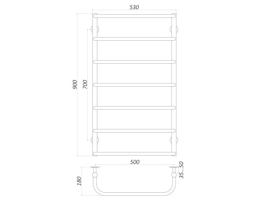 Рушникосушарка UNIO LS W 900-500-7 Драбинка Скоба вода