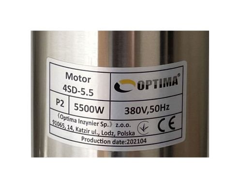 Насос свердловинний з підв, стійк, до піску OPTIMA 4SD16/22 5,5 кВт 120м 3-фазний ( 2 частини )
