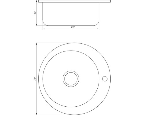 Мийка кухонна врiзна кругла 510х160 Decor MR 510 D 0,6 mm Mira