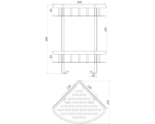 Полка подвійна кутова TOPAZ TKB-9902-BL