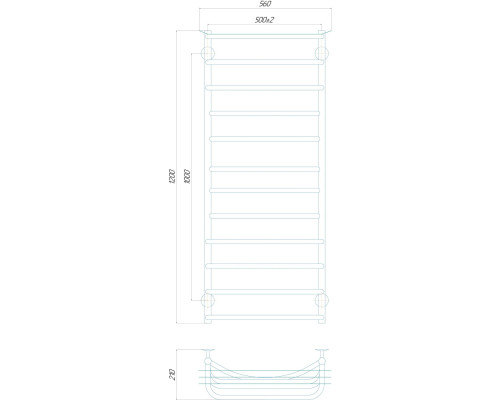 Рушникосушарка UNIO Zp W 1200-500-12 Зета з полицею вода