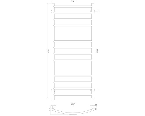 Рушникосушарка UNIO LDE ER 1200-500-12 BLK Драбинка Дуга Еліт електро чорна