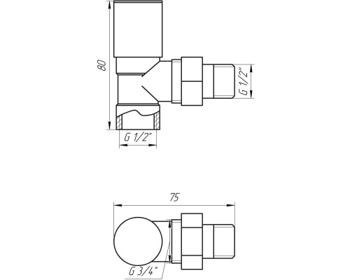 Кран вентильний кутовий з американкою SOLOMON 1/2″ CHROM 1845