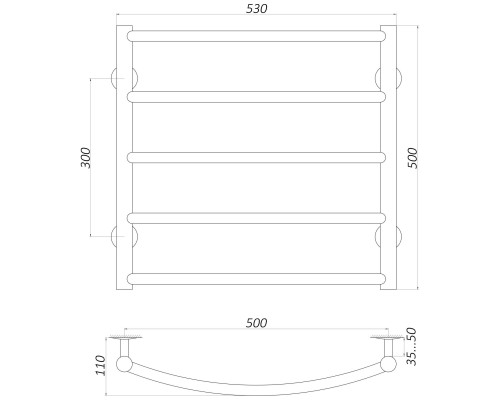 Рушникосушарка UNIO LD W 500-500-5 BLK Драбинка Дуга вода чорна