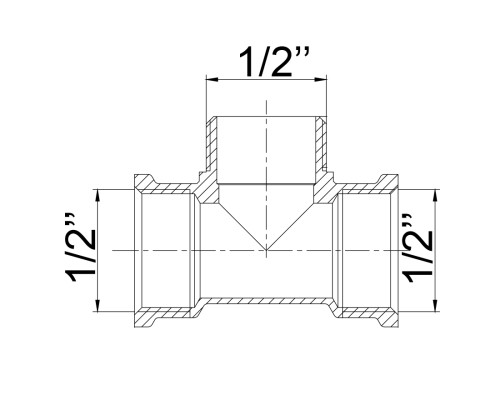 Трійник 1/2″ВЗВ латунний 211Б