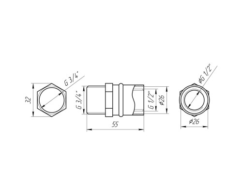 Муфта із зовнішньою різьбою прес APE ITALY AP 101 3/4″х26