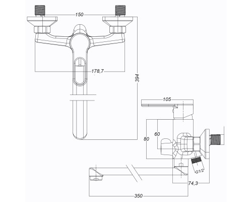Змішувач для ванної Globus Lux Dolly GLD-0208