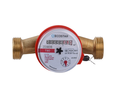 Лічильник гарячої води ECOSTAR DN20 3/4″ без штуцера L130 E-C 4,0 без КМЧ