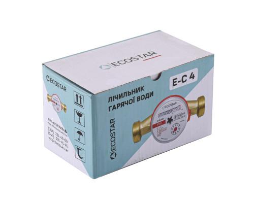 Лічильник гарячої води ECOSTAR DN20 3/4″ без штуцера L130 E-C 4,0 без КМЧ