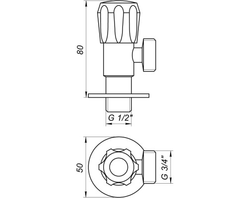 Кран вентильний кутовий Professional 1/2″X3/4″ NV-QP999