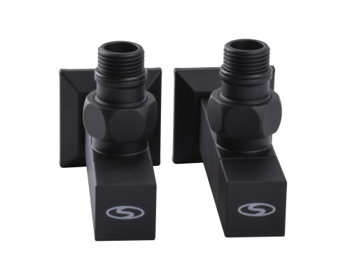 Набір Кран напівобертовий кутовий з американкою SOLOMON LUX 1/2″ CUBE BLACK 8888 (1уп)
