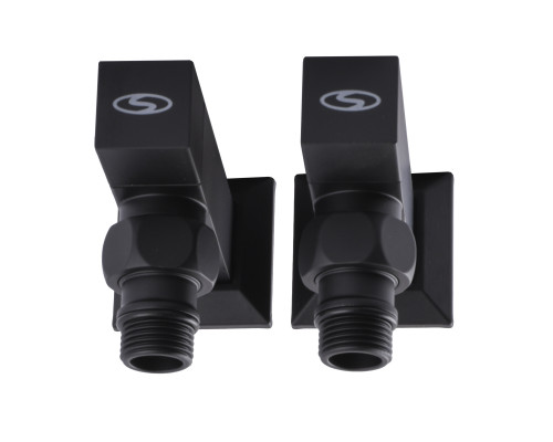 Набір Кран напівобертовий кутовий з американкою SOLOMON LUX 1/2″ CUBE BLACK 8888 (1уп)