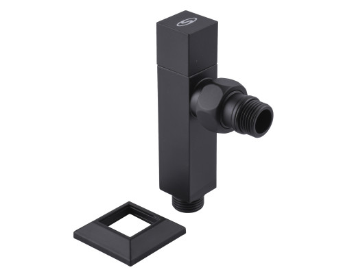 Набір Кран напівобертовий кутовий з американкою SOLOMON LUX 1/2″ CUBE BLACK 8888 (1уп)