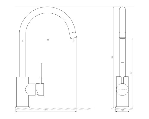 Змішувач для кухні Globus Lux LAZER GLLR-0203S-11-GRAPHITE