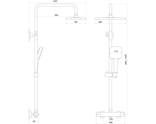 Душова система Globus Lux Termostatic R GLA-0040T-BB