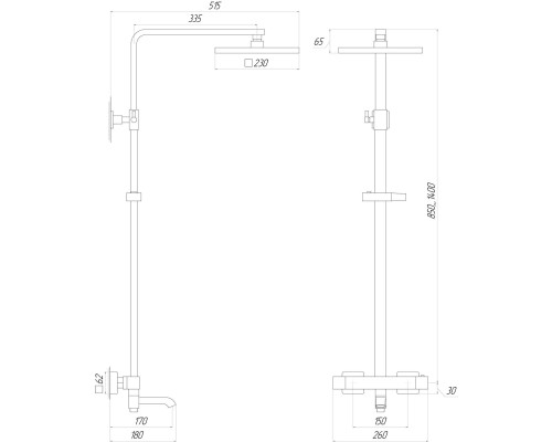 Душова система Globus Lux Termostatic Q VAN-GLQ-0041T-BB