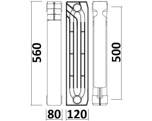 Радіатор біметалевий секційний QUEEN THERM 500/120 (кратно 10)