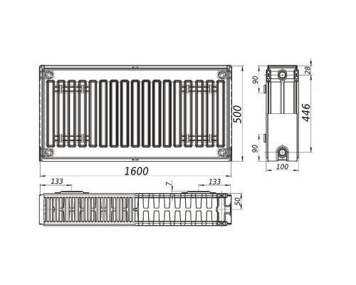 Радіатор сталевий 22/500х1600 бок QUEEN THERM (KORAD)