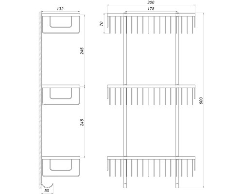 Полиця потрійна Globus Lux SQ9477