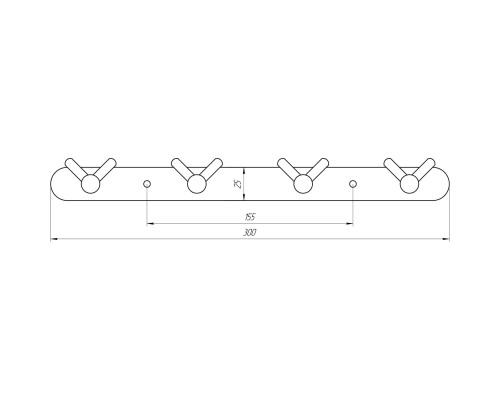 Планка з гачками Globus Lux BS8435-4 чорна матова SUS304