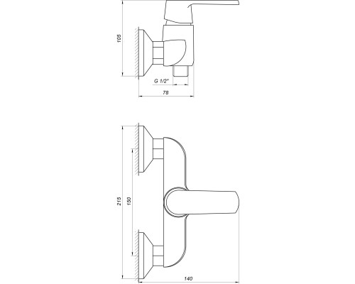 Змішувач для душу Globus Lux Laguna GLA-0105