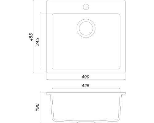 Гранітна мийка Globus Lux AOSTA графіт 490x455мм-А0001