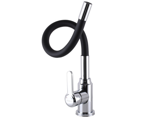 Змішувач для кухні DOMINO ELLIPSE DCC-203L-BLACK  гофровилив Чорний,,На Гайці