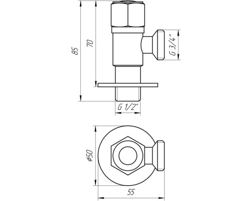 Кран кульовий кутовий Professional 1/2″X3/4″ NV-QP888 BLACK