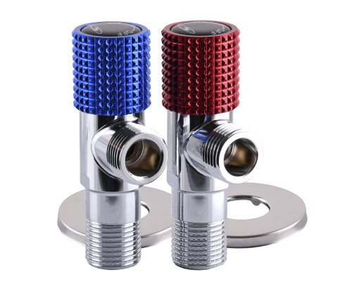 !!Набір кранів кутових кераміка SOLOMON EXCLUSIVE 1/2″X1/2″ 9889 RED/BLUE (1уп.)
