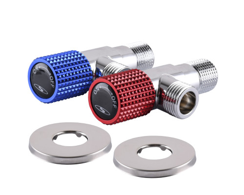 !!Набір кранів кутових кераміка SOLOMON EXCLUSIVE 1/2″X1/2″ 9889 RED/BLUE (1уп.)