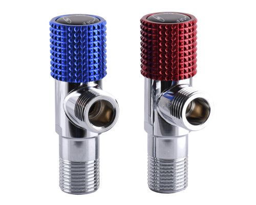 !!Набір кранів кутових кераміка SOLOMON EXCLUSIVE 1/2″X1/2″ 9889 RED/BLUE (1уп.)