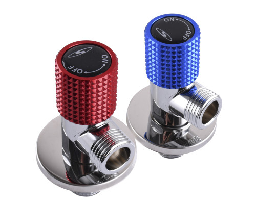 !!Набір кранів кутових кераміка SOLOMON EXCLUSIVE 1/2″X1/2″ 9889 RED/BLUE (1уп.)