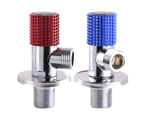 !!Набір кранів кутових кераміка SOLOMON EXCLUSIVE 1/2″X1/2″ 9889 RED/BLUE (1уп.)