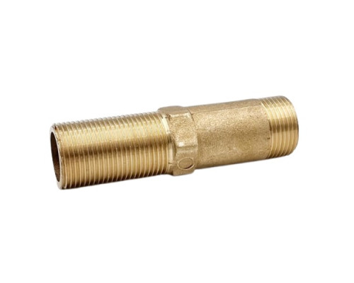 Різьбове з'єднання (згін) пряме латунне 3/4″ЗР х 3/4″ЗР ливарне довжина-100мм 0643Б