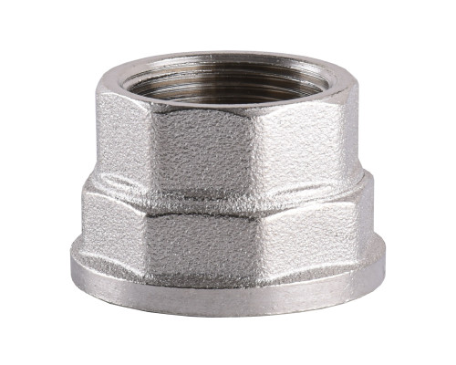Муфта редукційна 1 1/2″х1 1/4″ВВ нікельована восьмигранна А0338А(нк)