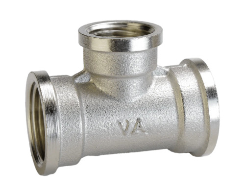 Трійник редукційний 3/4″х1/2″х3/4″ВВВ нікельований А0212А(нк)