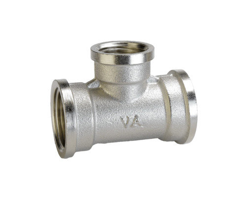 Трійник редукційний 3/4″х1/2″х3/4″ВВВ нікельований А0212А(нк)