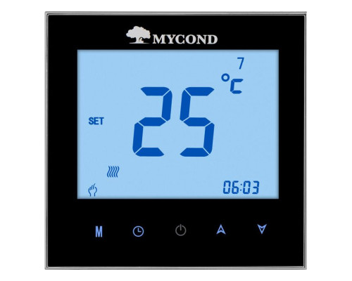 Термостат квадратний сенсорний чорний LCD 2 канали AC220V Wi-Fi /MС-TRF-B2F-B-4 MYCOND/