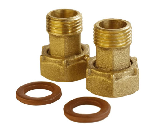 Комплект штуцерів для лічильника латунний 3/4″ВР х 1/2″ЗР з біконітовою прокладкою Б2709-1КбА