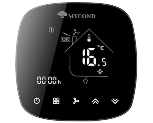 Термостат квадратний сенсорний чорний LED 1 канал AC220V Wi-Fi /MC-FL-B-WF MYCOND/