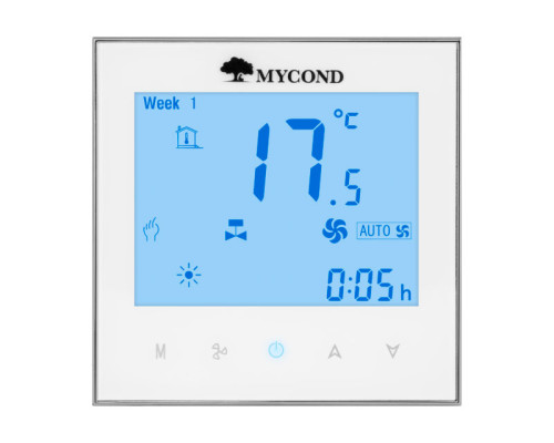 Термостат квадратний сенсорний білий LCD 2 канали AC220V Wi-Fi /MС-TRF-B2F-W-4 MYCOND/